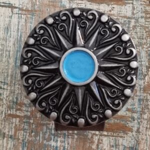 Black Flower Turquoise Eye