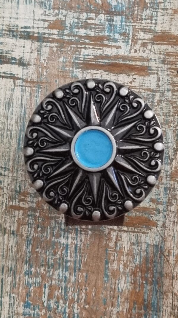 Black Flower Turquoise Eye